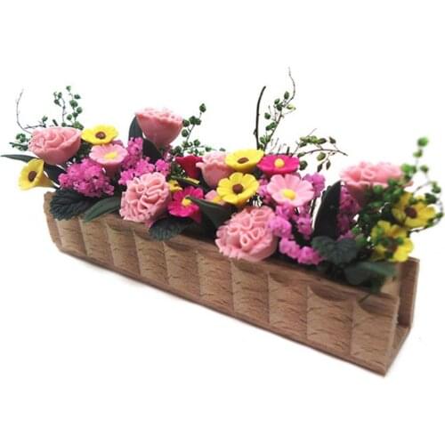 1:12 Dollhouse Miniature Furniture Scene Garden Flower Trough Model Pretend Doll Houses Mini Balcony Toy Kids Gift