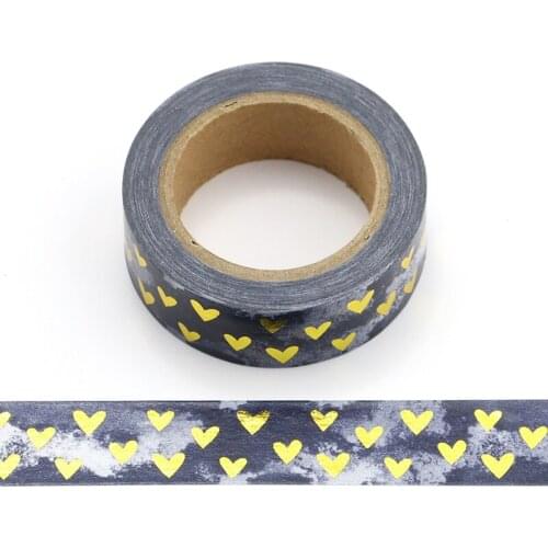 1pcS Heart Foil Washi Tape Japanese Paper 1.5cm*10m Kawaii Scrapbooking Tools Masking Tape Xmas Photo Album Diy Decorative Tapes