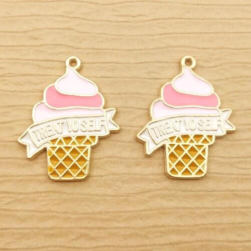 10pcs 22x26mm enamel ice cream charm for jewelry making fashion charm earring pendant bracelet charms