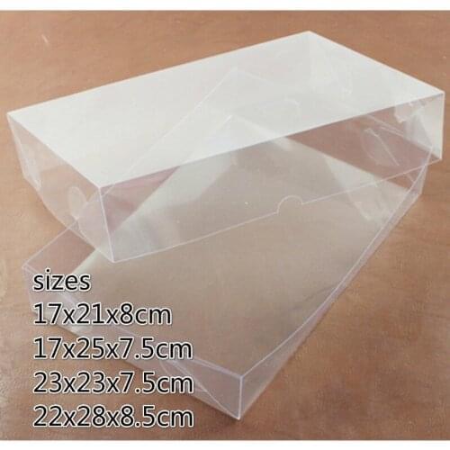 10pcs/lot 23x23x7.5cm 17*21*8cm Plastic Transparent PVC folding Case Up Down Cover Packing Box Fish Glue Gift Box Plastic shell