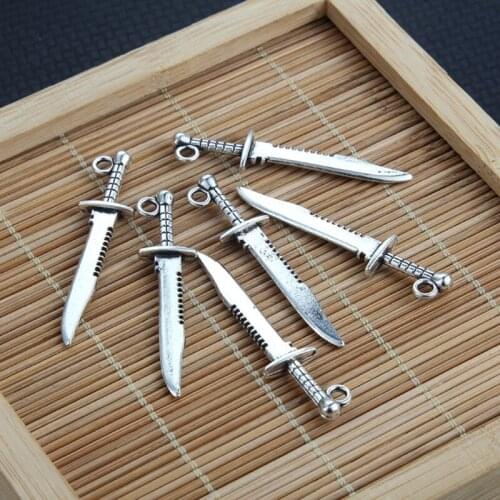 10 Pcs Charms Sword Dagger Pendants for Necklace Bracelet Jewelry Making DIY Handmade Craft Findings