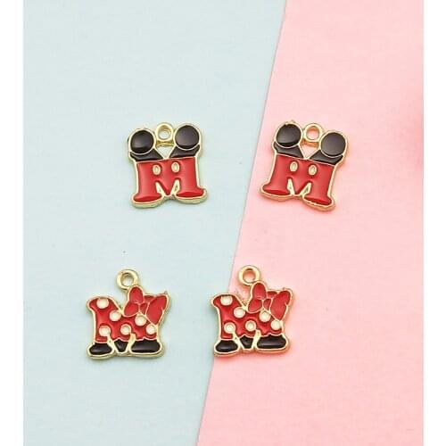 20pcs Cute Letter M Meral Enamel Charms Drop Oil Alphabet Pendants Charm Fit DIY Earrings Bracelets Dangle For Jewelry Accessory