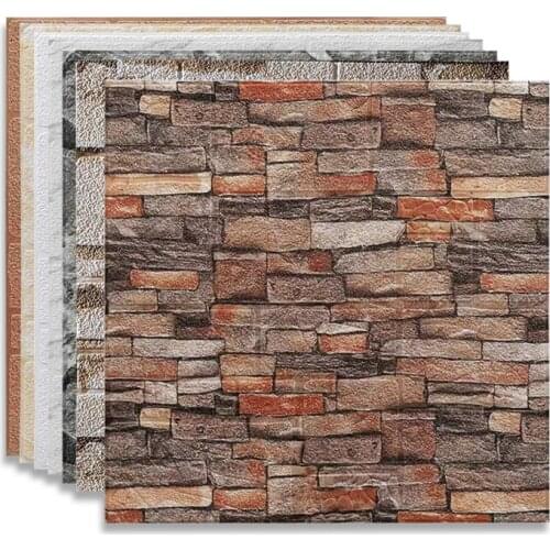3D Rock Brick Wallpaper for Bedroom Living Room Kitchen Wall Decor Waterproof Self-adhesive Foam Panels Sticker Pack of 15pcs