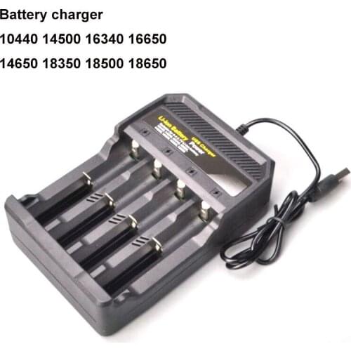 4 Slots ports 14500 16340 18350 18650 Li-ion Battery Charger charging adapter USB port Independent Lithium-ion Charging plug s1