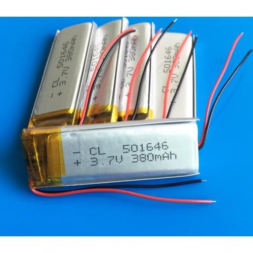 5 pcs 3.7V 380mAh 501646 Lithium Polymer LiPo Rechargeable Battery ion cells For Mp3 Mp4 Mp5 PAD DVD E-book bluetooth headset