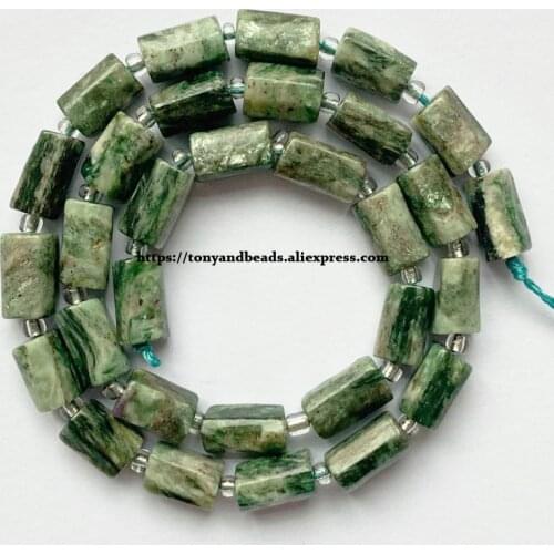 7'' Natural Faceted Indian Lepidolite Cylinder Spacer Stone Beads For Jewelry DIY Making