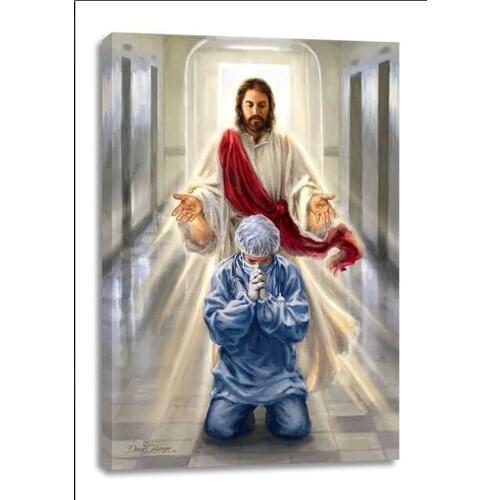 Full Square/Round Drill Diamond Painting Jesus And The Doctor 5D Diy Diamond Embroidery angel Rhinestones Mosaic Decoration DF28