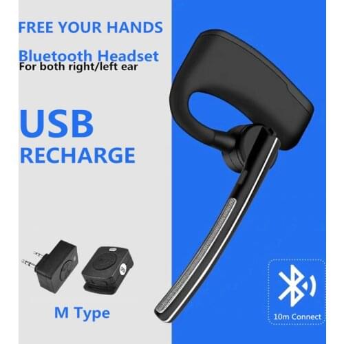 Wireless Walkie Talkie Headset Bluetooth ptt Earpiece with Mic Two way Radio M Type for Ham Radio Interphone PTT Baofeng hidden