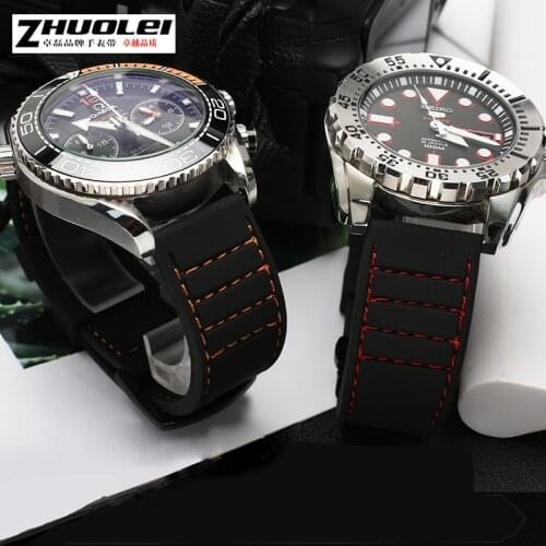 Longer strap 20mm 22mm silicone sports watchband diving waterproof rubber male lengthened replacement watchband watch accessorie