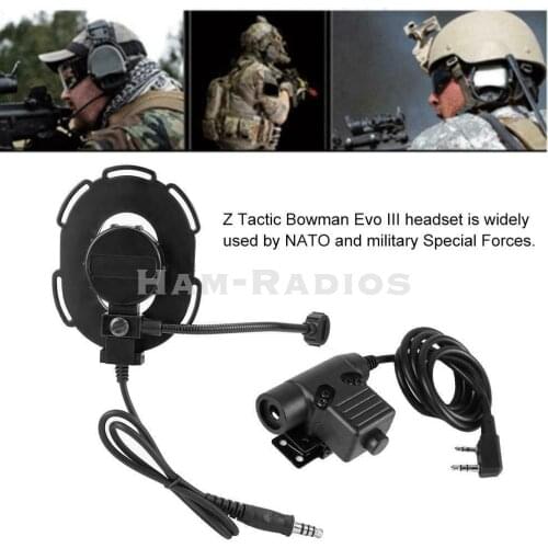 Black Tactical Bowman Walkie Talkie Earpiece Headset U94 PTT Elite II Z Single