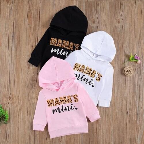 0-6Y Kids Baby Boy Girl Hoodies Mama Letters Print Hooded Tops Long Sleeve Pullover Sweatshirts