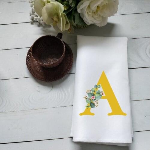 Personalized Monogram Tea Towel Floral Initial Hand Towel Dish Towel Custom Wedding Gift Housewarming Gift Kitchen Towel Decor