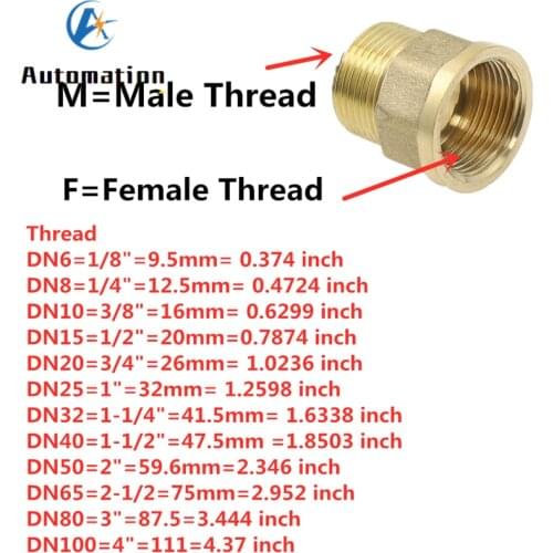 1/8" 1/4" 3/8" 1/2" 3/4" 1" 1-1/4" Male to Female Thread Brass Pipe Connectors Brass Coupler Adapter Threaded Fitting