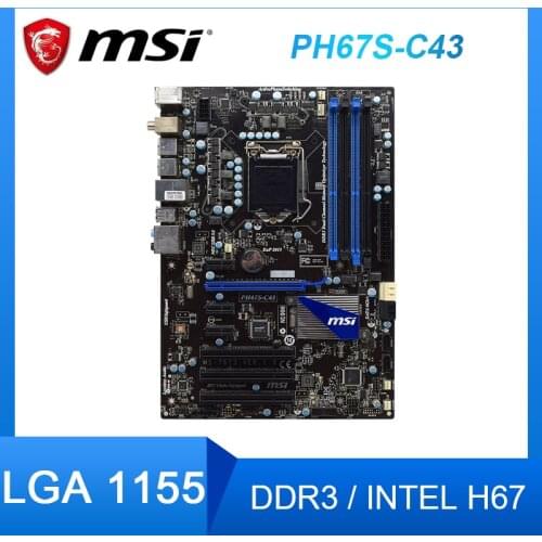 For MSI PH67S-C43 Desktop PC Motherboard LGA 1155 DDR3 For Intel H67 1XPCI-E X16 SATA II Used Desktop Mainboard