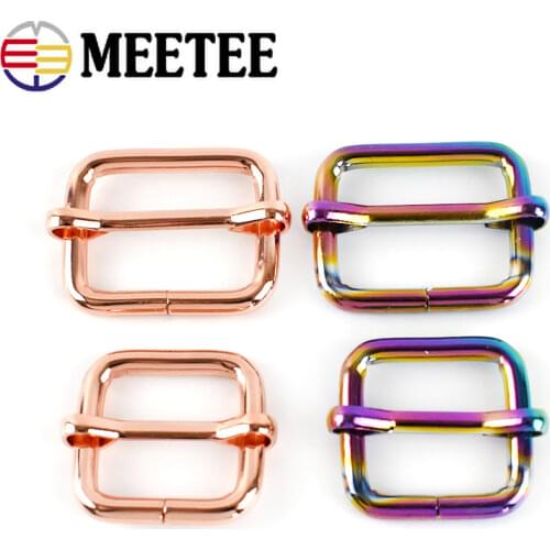 10pcs 20/25mm Rosegold Colored Belt Metal Pin Buckle Adjuster Ring Bag Strap Tri-glide Clasp Hooks DIY Leather Accessories