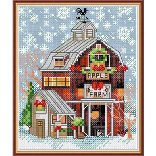 FA112 Christmas cottage 2 cross stitch kit aida 14ct 11ct count print canvas cross stitches needlework embroidery DIY handmade