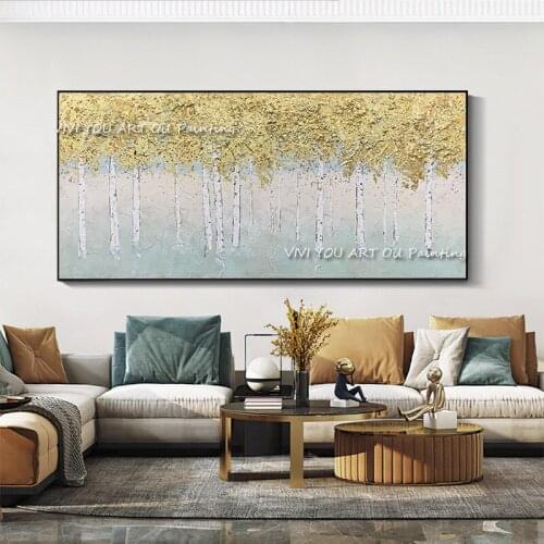 The High Quality Handmade Tree Wall Art Canvas Handpainted Cuadro Nature Forest Modern Abstract Painting Wall Pictures Best Gift