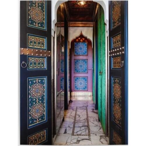 Wall Art Home Decor Print Modular Moroccan Oaint Door Marble Hallway Picture Posters Canvas Painting For Bedroom Artwork Frame