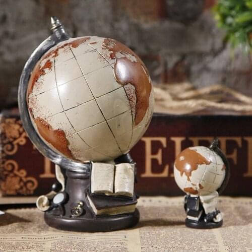 New Vintage Style Retro And Nostalgic Resin Globe Home Decoration Figurines Miniatures Gift Handcraft One Piece Free Shipping
