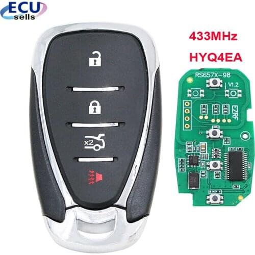 4 Button Smart Key Remote Key Fob for Chevrolet Camaro Equinox Cruze Malibu Spark 433MHz ID46 Chip : HYQ4EA