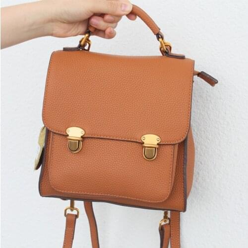 Japan Style Backpack Female Daily College Style Small Schoolbag Top Quality Real Leather Versatility Shoulder Crossbody knapsack