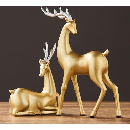 Statue Deer Harz Paar Elch Hirsche Skulptur Dekoration Nordic Wohnkultur Liebe Paar Hochzeit Geschenke Room bedroom accessories
