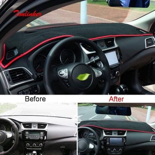 Tonlinker Interior Car Dashboard Anti-dirty Cover Stickers For Nissan SYLPHY 2016-19 Car Styling 1 Pcs Polyester Cover sticker