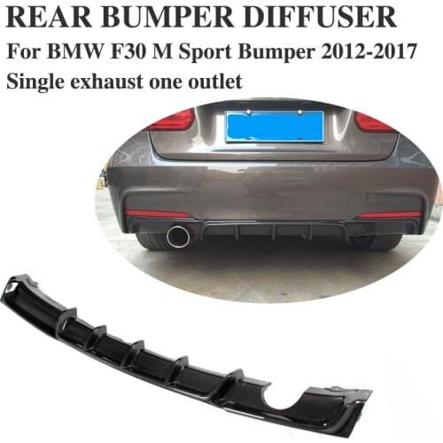 Carbon Firber / FRP Rear Bumper Diffuser Lip Spoiler For BMW F30 M Sport bumper Only 2012-2017 single exhaust single Outlet