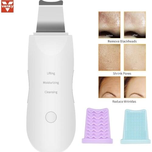 Ultrasonic Skin Scrubber Peeling Shovel Facial Skin Care Face Cleaner Blackhead Remover Cavitation Facial Lifting Visage Machine