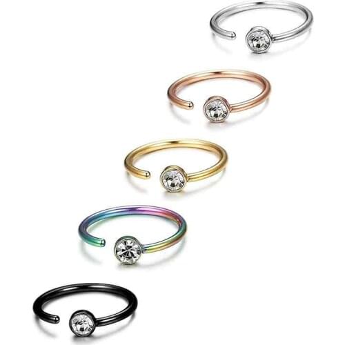 Punk Style Piercing Nose Lip Body Jewelry For Women Nose Stud Piercing Earring Rose gold Color Nose Ring Prong CZ Nose Jewelry