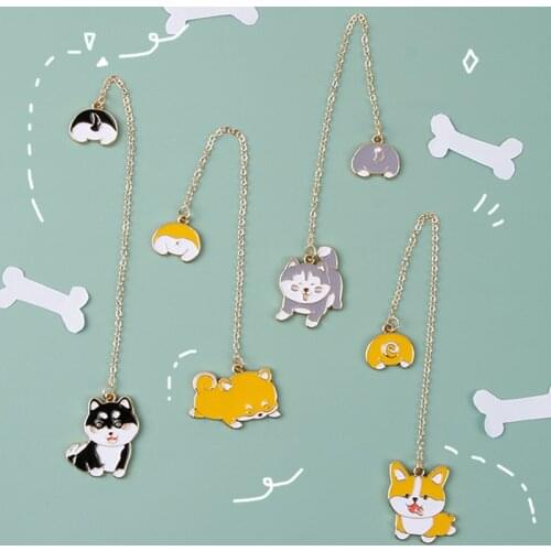 1pc Kawaii Puppy Shiba Inu Husky Dog Metal Bookmark Marker of Page Student Stationery Gift