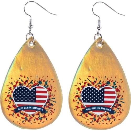2021 Wholesale New Independence Day Leather Earrings Laser Drop Leather Earrings American Flag Earrings