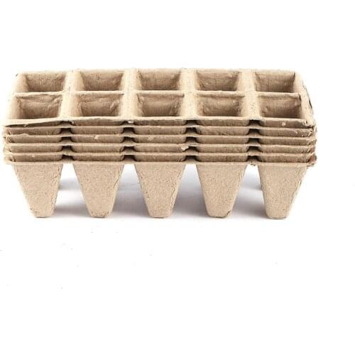 3.5*3.5cm Environmentally Paper pulp 10 Cell Seedling Germination Nursery Cup Garden Succulent Transplant Growing Tray Base 4Pcs