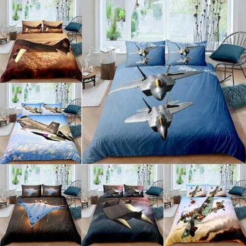 3D Bed Linen Boeing 747 Aircraft Print Bedding Duvet Cover Set Pillowcase Home Textile Luxury High Quality King Queen Full Size