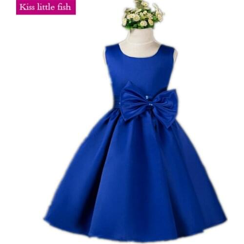 9005 Free shipping High quality Blue Flower girl dresses First communion dresses for girls Weeding party dress