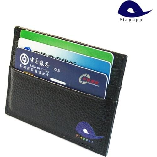 Plapupa 100% Cow Genuine Leather ID Card Holder Rainbow Candy Color UV Color Printing Logo Travel Slim Card Case