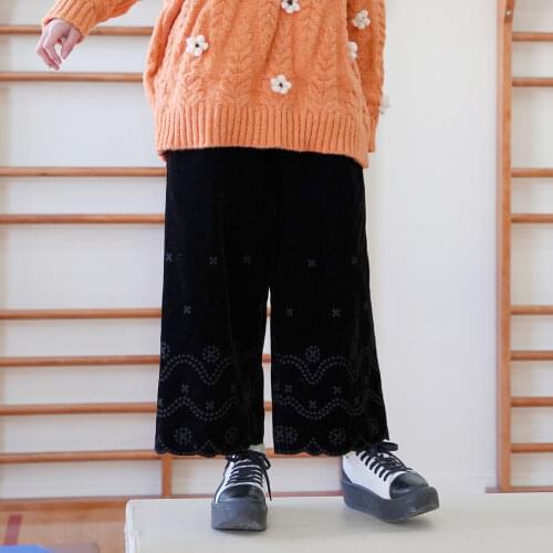 Imakokoni black wide-leg pants original design high waist loose slim casual long female autumn and winter