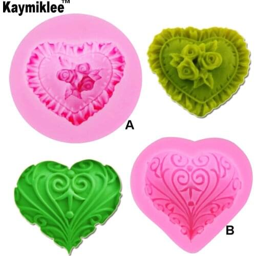 C258 Flower Rose Love Heart Silicone Mold Fondant 3D Cake Mold Cupcake Jelly Candy Chocolate Decoration Baking Tool