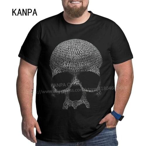Personalized Skull Letters Mens Oversized Cotton T Shirts Short Sleeve Tops Tee Skeleton Graphic T-shirt for Big Tall Man 6xl