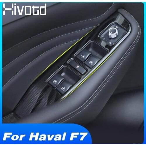 Hivotd For Haval F7 F7X Car Window Glass Lifting Buttons Frame Armrest Switch Decoration Trim Cover Interior Accessories 2019