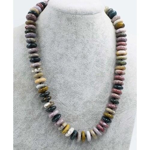 Ocean sea agate roundel 18*8mm necklace 18inch wholesale FPPj beads nature for xmas gift