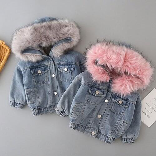 Girl cowboy cotton jacket thick coat Childrens denim jacket