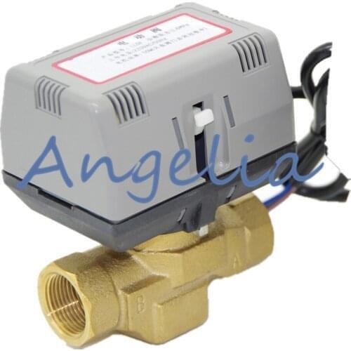 AC220V 1" BSP DN25 Brass 2 Way Motorized Valve Electrical Actuator Valve For HVAC water system 3 Lines 2 Control
