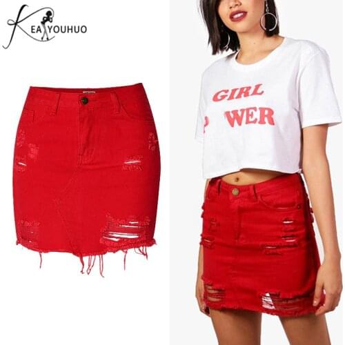 2020 Summer Fashion High Waist Sexy Denim Ripped Jeans Skirt Skirts Woman Jeans Black Shorts For Women Pencil Long Skirt Female