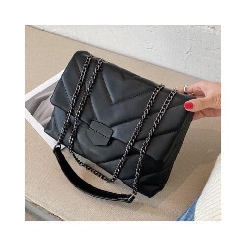 Fashion Women Lattice Pattern Handbag PU Leather Crossbody Chain Bag Casual Flap Purse Large Capacity Envelope Totes