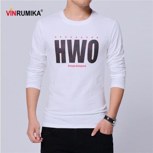 Mens Spring Casual Brand O-Neck Gray Cotton Long Sleeve T-shirt White Tees Autumn Man Fashion Letter Print Black T-shirts M-5XL