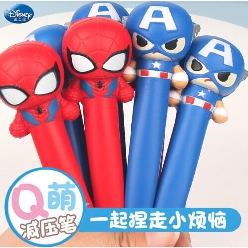 Disney Stationary Cartonn Marvel Spiderman Captain America Cute Pens Kawaii School Supplies Gel Pen Fluffy Pen Prize Gift