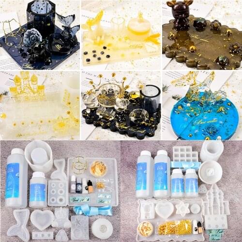 Makeup Jewelry Display Silicone Mold Kit with 3:1 AB Epoxy Resin Hardener Crystal Glue for DIY Jewelry Making Accessories 1000g
