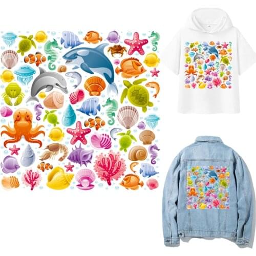 Sea Shell Patches Cute Thermal Stickers on Clothes Iron-on Transfers for Clothing Thermoadhesive Patch Diy Child Fish Applique