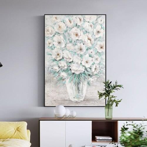 Minimalist style White Daisy Flower Wall Art Posters Print Nordic Canvas Paintings Canvas Art Pictures For Home Wall Decoration